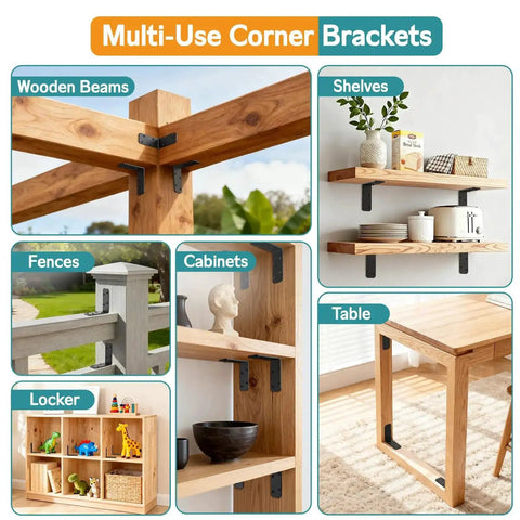 Heavy Duty Steel L Bracket 3x3x1.2 Right Angle Corner Brace for wood beams, shelves, fences, cabinets, and tables in use