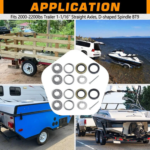 All In One 2 Pack Trailer Hub Bearing Kit For 1-1/16 Inch D Style Axles GREPSPUD with L44649 and L44610 Bearings application use