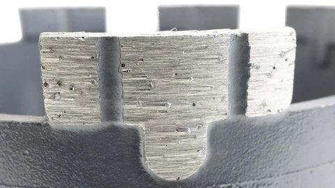 Close-up of Diamond T Shape Core Drill Bit For Hard Stone Concrete Marble Granite And Brick Dry Or Wet Drilling with T-shaped turbo segments.
