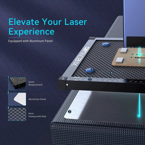 Honeycomb Laser Bed 400x400mm Working Table With Aluminum Panel, close-up view of mesh and panel design for engraving