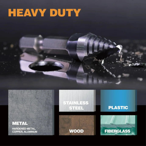 M35 HSS One Half Inch Step Drill Bit Unibit with double spiral flutes for drilling small pilot holes in various materials