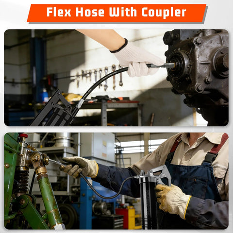 FIXSMITH grease gun hose extension, 12-inch flexible whip with coupler, 4500 PSI for hand-operated grease guns, Amazon