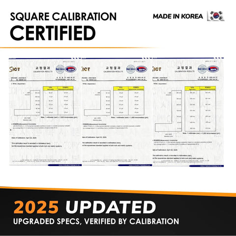 Calibration certificates for Premium 8 Inch Aluminum Carpenter Square For Pro Level Right Angle Marking And Framing Layout In Woodworking With Machinist Grade Accuracy And Durable Lightweight Construction Woodraphic