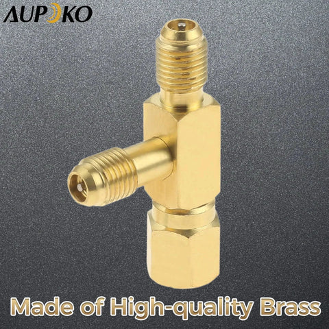 Quick Coupler Access Tee For Vacuum Gauges And Deep Vacuum Pumps, One Quarter Inch Valve Core Tee Adapter With Swivel Connector