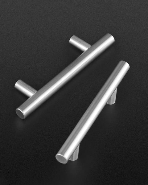 30 Pack 5 Inch Cabinet Pulls Satin Nickel Stainless Steel Kitchen Hardware Drawer Handles For Cabinets Cupboard With 3 Inch Center Hole Includes Screwdriver Included Brushed Modern Finish, shown on a dark background