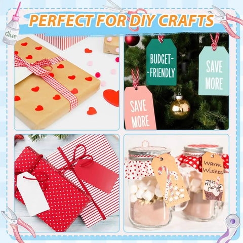 Two Pack Handheld Paper Punch Kit With One Quarter Inch Heart And Round Punches For Scrapbooking Card Making And DIY Projects Easy Kid Friendly Craft Tool images show wrapped gifts, festive tags, and decorated jars.