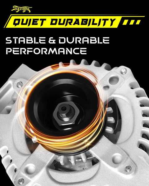 Top view of Beefed Up 12V 120 Amp Alternator With 6 Groove Clockwise Pulley For Honda CRV EX LX EX L 2012 2013 2014 Civic Si 2012 2013 2014 2015 Acura ILX Base 2013 2014 2015 Replacement OE 31100 RX0 A01 11604N showing pulley design and durability features.