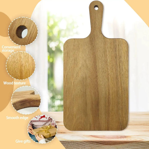 Bulk 15 Pack Acacia Wood Cutting Boards With Handles For Serving Tray And Chopping Boards DIY Gift Laser Engraving 13.8 x 7 Inch Set
