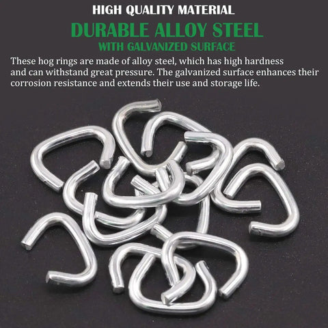1000 Pack 3/8 Inch Galvanized Hog Rings Assortment Kit For Upholstery And Furniture Use Pro Grade Heavy Duty Rings