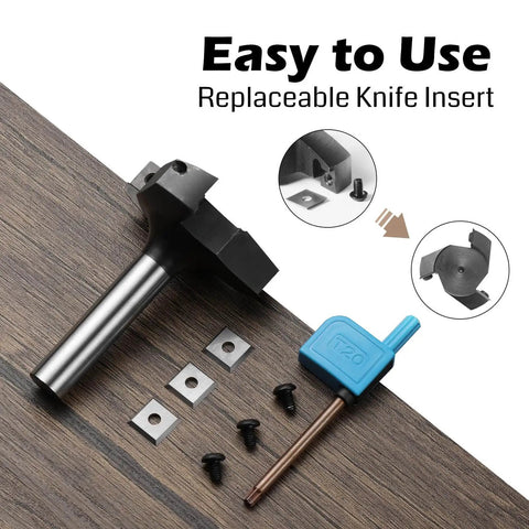 2.36 Inch Cutting Diameter 3 Wing Spoilboard Surfacing Router Bit, One Half Inch Shank, Carbide Insert Planer Bit, replacement parts