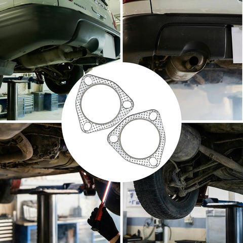 Automotive exhaust gasket, 2.5 in, 3-bolt, 63.5 mm flange, graphite with fire ring, 2 pcs, Amazon