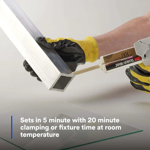 Applying Two-Part Fast Cure Clear Epoxy Adhesive DP100 to metal with 200 mL Duo-Pak for high shear strength, clear bond
