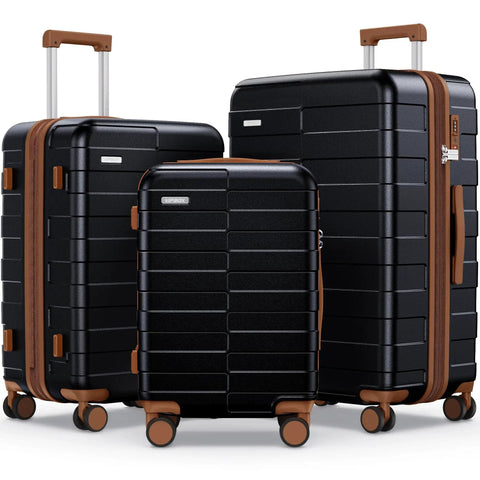 3 Piece Luggage Set With 3 Years VIP Service Ultra Durable Hard Shell Expandable Carry On Lightweight 100 Percent PC Case With TSA Lock And Spinner Wheels Premium Black Vipbox With Global VIP Warranty