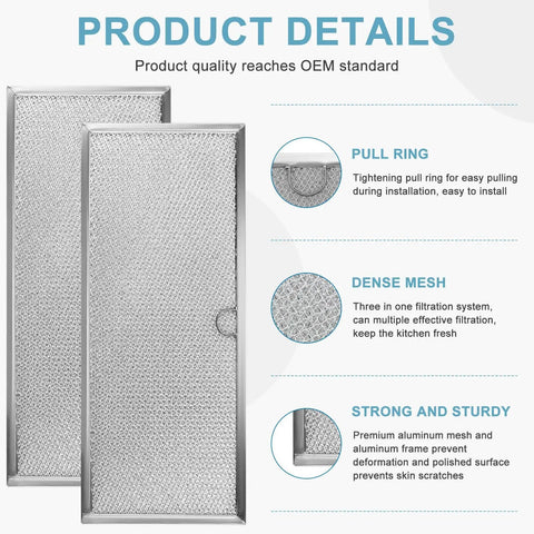 Product details of JennAir Downdraft Range Hood Grease Filter 71002111 Aluminum Mesh Replacement 2 Pack