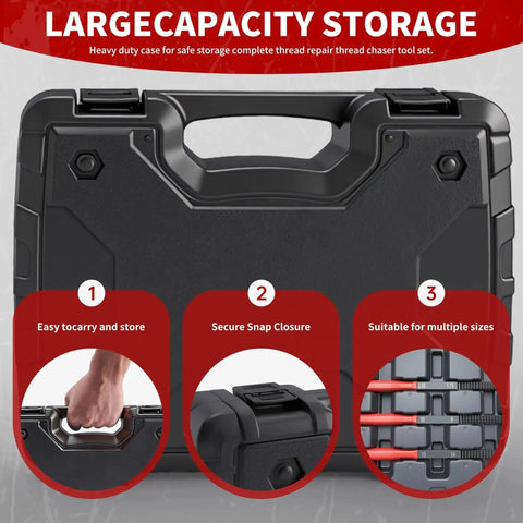 Storage case for 61-Piece Thread Chaser Set For Metric And SAE Threads With Pitch Gauge Complete Thread Repair Kit