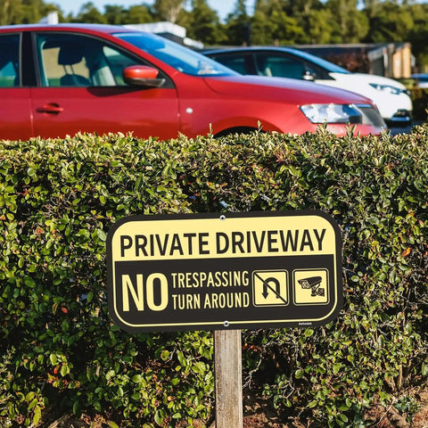Private Driveway No Parking No Turn Around Sign Aluminum Reflective Weatherproof Outdoor 12x6 Inches Two Pack UV Protected