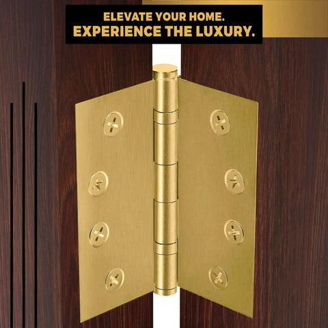 Built Tough Heavy Duty Ball Bearing Door Hinge Set 4x4 Inch Solid Brass Hinges Satin Brass Finish