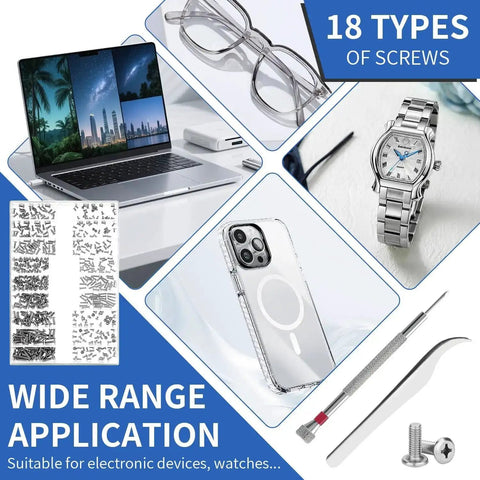 Ultra Handy Micro Screw Repair Kit For Glasses Laptops Watches And Electronics 500Pcs Tiny M1.2 M1.4 M2 Screws Set