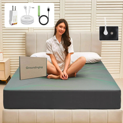 Grounding Sheets Queen Size With 10 Percent Silver Fiber And 90 Percent Organic Cotton Fitted Deep Pocket Grounding Bed Sheet Kit Gray