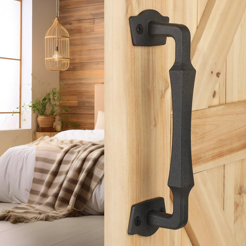 10 Inch Sliding Barn Door Handle Heavy Duty Rustic Barn Pull For DIY Sliding Door Gate Shed Garage Matte Black