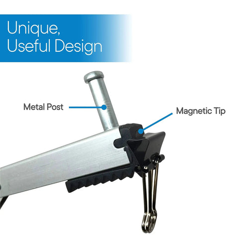 Close-up of Folding 26 Inch Grabber Reacher With Ergonomic Handle, showing metal post and magnetic tip for Daily Living Aids.
