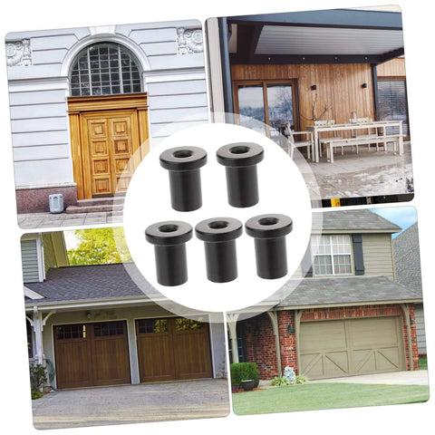 Five Piece Sliding Barn Door Spacer Kit With Flat Track Spacers And Pipe Clamp Hardware shown with various garage door setups