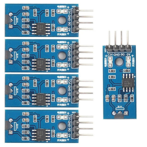 Five Pack Hall Effect Sensor Switch Modules, Linear Magnetic Sensor 3.3V with pins for DIY builds, TTL digital and analog output