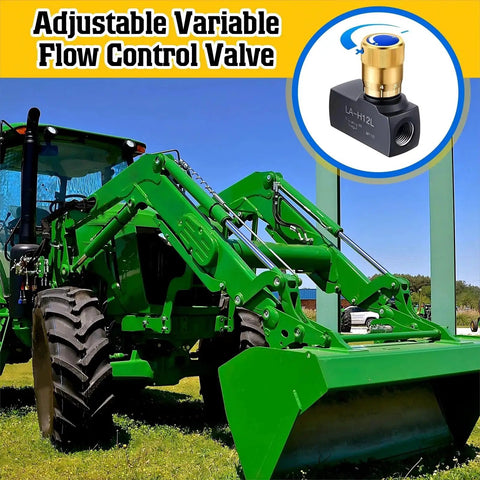 Hydraulic Flow Control Needle Valve For One Half Inch NPT Ports Dual Function Regulator with tractor application example