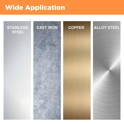 Wide application of corner rounding end mill set on stainless steel, cast iron, copper, and alloy steel surfaces.