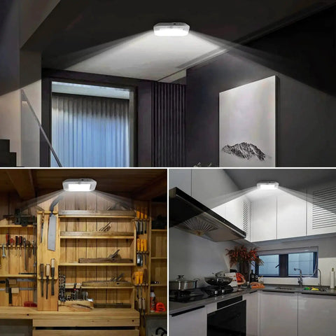 Cordless Rechargeable Motion Sensor Ceiling Light With USB Cable 220 Lumens 6000K Daylight LED auto-on in stairwells and kitchens