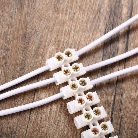 10 Piece White Terminal Blocks With 12 Position Dual Row Screw Terminals For Easy Wire Connection 4 Mm2 Wire Gauge 20 Amp 380V