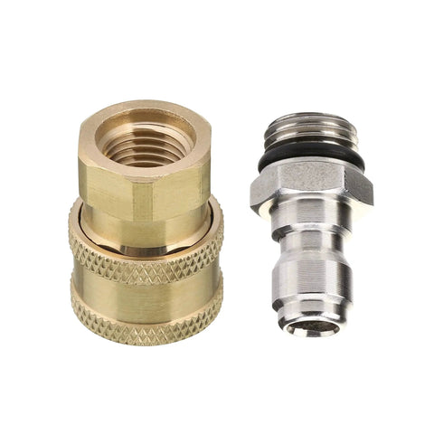 Pressure Washer Quick Disconnect Adapter Set 1/4 Inch Brass Fittings 5000 PSI Universal Coupler Kit For Wands Guns And Hoses