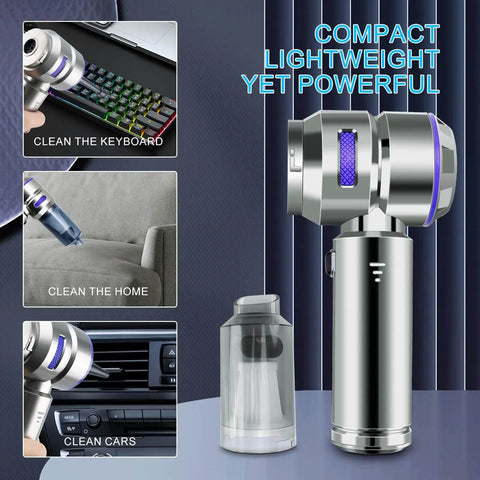 Cordless Handheld Vacuum With 21000Pa Powerful Suction, All In One 4 In 1 Mini Vacuum Cleaner shown cleaning keyboard