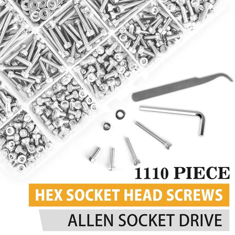 M3 Hex Socket Cap Screws Nuts Kit In Stainless Steel Assortment With Washers Includes Allen Wrench And Curved Tweezer