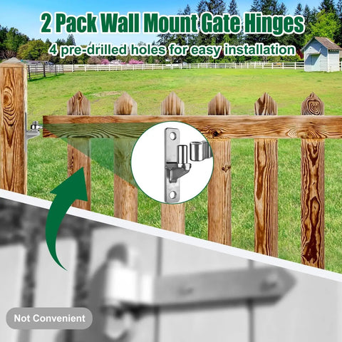 2 Pack Stainless Steel Wall Mount Gate Hinges With 5/8 Inch Pins, Heavy Duty Wall Plate Hinges For Framed Doors