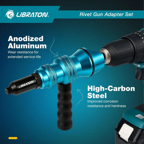 Drill To Rivet Gun Adapter For Electric Drill Turn Your Drill Into A Pop Riveter With A Grip And Vertical Handle No Pneumatic Tool Needed DIY Friendly