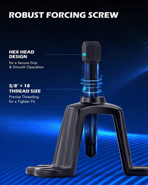 Front Wheel Hub Puller Flange Type Tool For 3-3/4 To 4-1/2 Inch Hub IDs showcasing 5/8 x 18 robust forcing bolt design.