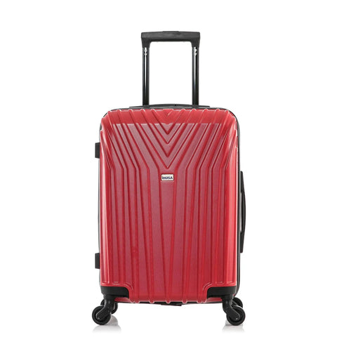 Lightweight 20 Inch Carry On Hardside Luggage With Spinner Wheels Durable Micro Diamond Finish Red Travel Case