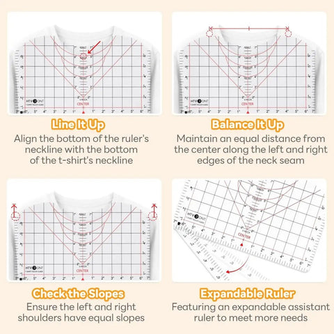 Extra Large 14x8 T Shirt Ruler For Vinyl Alignment, Transparent PVC Centering Guide For Heat Press And HTV Vinyl, all-in-one tool.