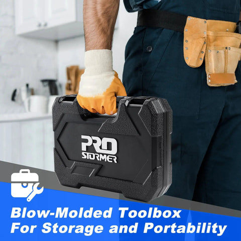 Person carrying 93-Piece Household Tool Kit With Storage Case For Home DIY Projects