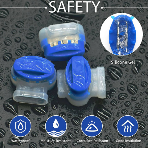 Amazon electrical IDC boundary wire connectors, set of 4 blue and clear moisture-resistant self-stripping pigtail connectors