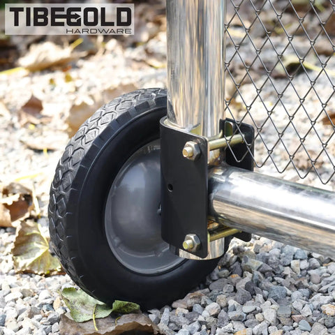 8 Inch Heavy Duty Rubber Gate Wheel Caster For Metal Tube Gates Side Mount Wheel Fits 1-5/8 To 2 Inch OD Round Tube Frames