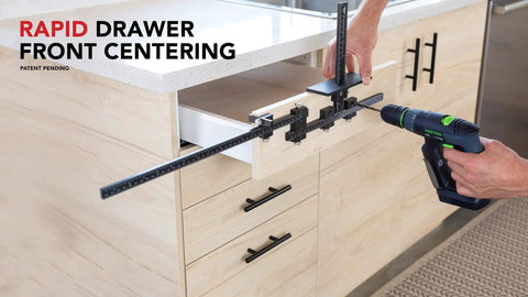 Rapid Center Extension for extending end stop reach in cabinet hardware installations on oversized drawer fronts, made in USA.