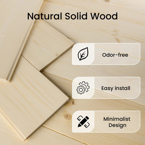 Natural solid wood planks for Double 36x84 Inch Bypass Barn Door With 6.6 Ft Track Hardware Kit Included, showing features.