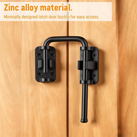 Zinc Alloy Rotary Sliding Door Lock for Patio and Screen Doors Safety Latch installed on wooden door