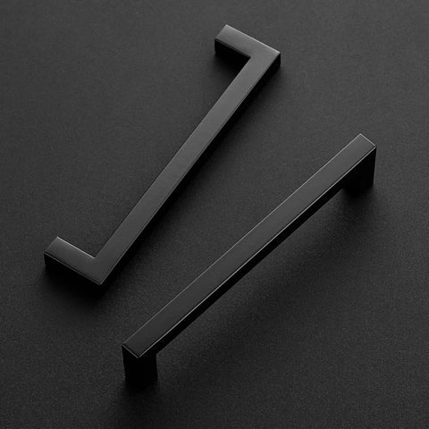 30 Pack Square Cabinet Handles In Matte Black Stainless Steel For Kitchen Drawers, 6 1/4 Inch Center To Center Cabinet Hardware