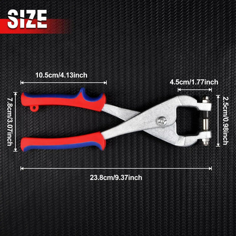 Beefy Built To Last Ceiling Grid Punch Pliers Kit with 3.3mm Hole Punch, carbon steel, size dimensions shown