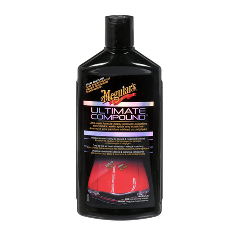 Ultimate Compound Pro Grade Car Scratch Remover For Killer Shine And Glossy Paint Finish Defect Removal Paint Correction Compound For Single Stage And Clear Coat 15.2 Oz, bottle view, black container.