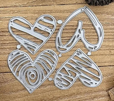Heart Frame Metal Die Cuts Set Of 4 For Scrapbooking And Card Making DIY Photo Embossing Stencils 9.4x7.7 cm Silver Carbon Steel