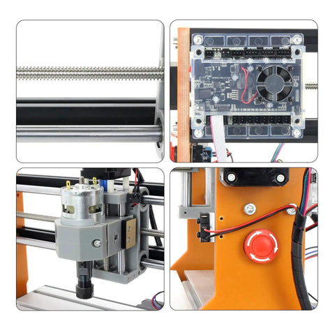 Close-up components of Upgraded 3018 Pro CNC Router Kit With Offline Controller E Stop XYZ Limit Switches 3 Axis Precision